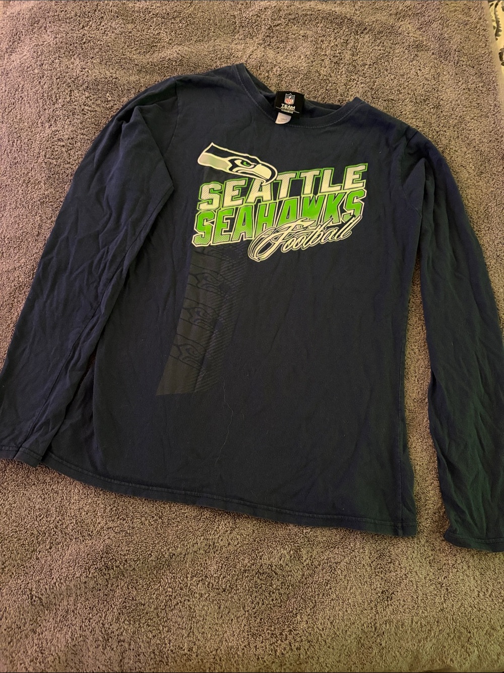 NFL Seattle Seahawks Long Sleeve Tee - Navy & Green